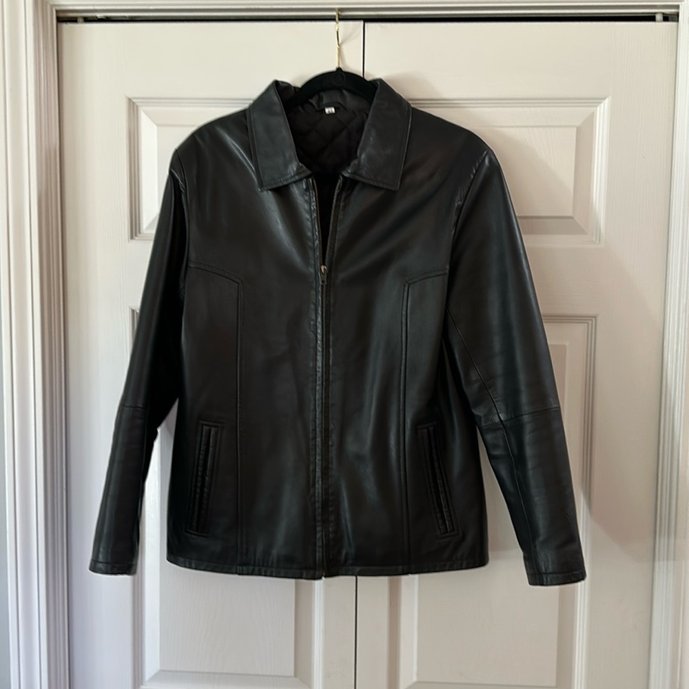 Black Leather Bomber Jacket